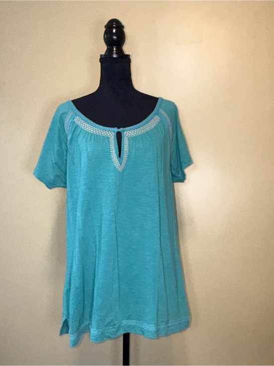Eddie Bauer Tops - Eddie Bauer Short Sleeve Tee Teal Green with Tan Details Size XL